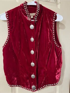 Double D Ranch Red Velvet Studded Vest